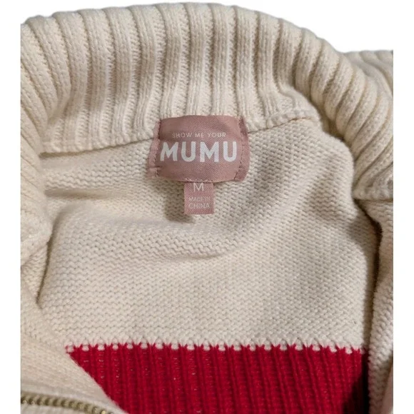 Show Me Your Mumu‎ Weston Rainbow Chevron Knit Sweater Half Zip Womens Medium - Picture 6 of 12